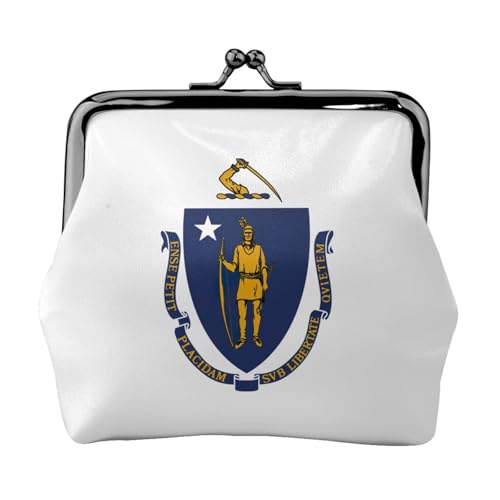 Massachusetts Staatsflagge Druck Damen Mikrofaser Leder Kiss Lock Münzbörse Mini Geldbörse für Karten und Lippenstift von LJABCVNN