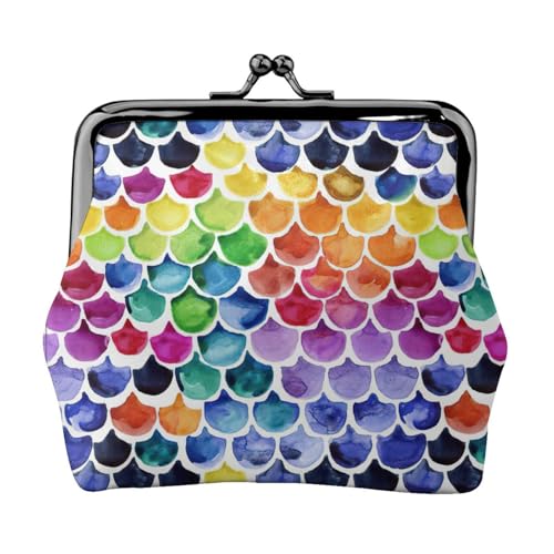 Meerjungfrau Fischschuppen Druck Damen Mikrofaser Leder Kiss Lock Münzgeldbörse Mini Geldbörse für Karten und Lippenstift von LJABCVNN