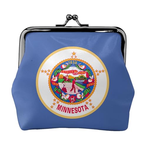 Minnesota Staatsflagge Druck Damen Mikrofaser Leder Kiss Lock Münzbörse Mini Geldbörse für Karten und Lippenstift von LJABCVNN