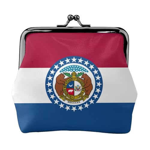 Missouri Staatsflagge Druck Damen Mikrofaser Leder Kiss Lock Münzbörse Mini Geldbörse für Karten und Lippenstift von LJABCVNN