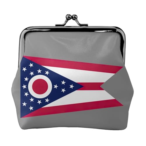 Ohio Staatsflagge Druck Damen Mikrofaser Leder Kiss Lock Münzbörse Mini Geldbörse für Karten und Lippenstift von LJABCVNN