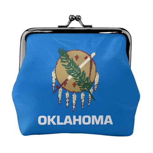 Oklahoma Staatsflagge Druck Damen Mikrofaser Leder Kiss Lock Münzbörse Mini Geldbörse für Karten und Lippenstift von LJABCVNN