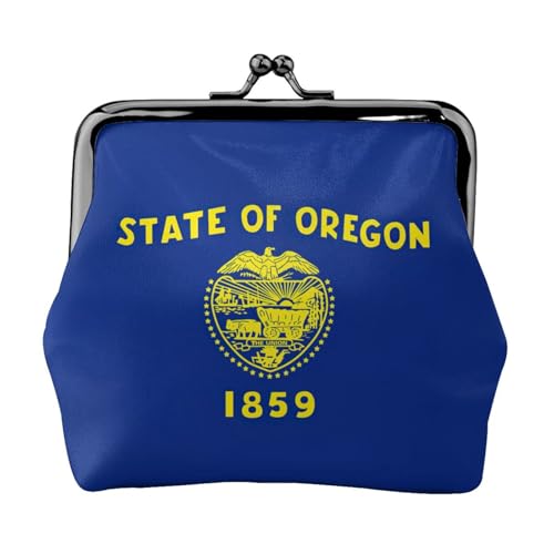 Oregon Staatsflagge Druck Damen Mikrofaser Leder Kiss Lock Münzbörse Mini Geldbörse für Karten und Lippenstift von LJABCVNN