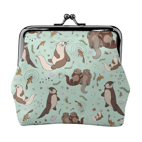 Otters Print Damen Mikrofaser Leder Kiss Lock Coin Purse Mini Wallet für Karten und Lippenstift von LJABCVNN