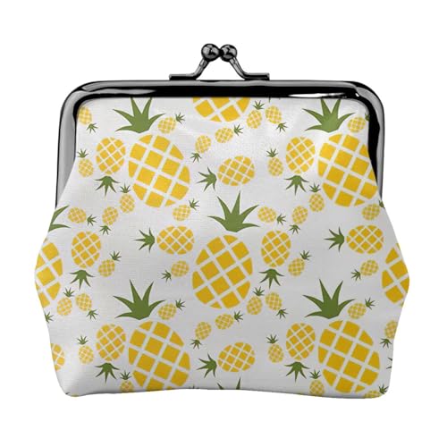 Pineapple Print Damen Mikrofaser Leder Kiss Lock Coin Purse Mini Wallet für Karten und Lippenstift von LJABCVNN