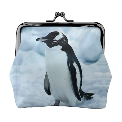 Pinguin-Druck Damen Mikrofaser Leder Kiss Lock Münzbörse Mini Geldbörse für Karten und Lippenstift von LJABCVNN