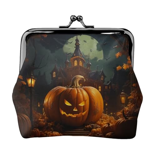 Pumpkin Halloween Print Damen Mikrofaser Leder Kiss Lock Münzbörse Mini Geldbörse für Karten und Lippenstift von LJABCVNN
