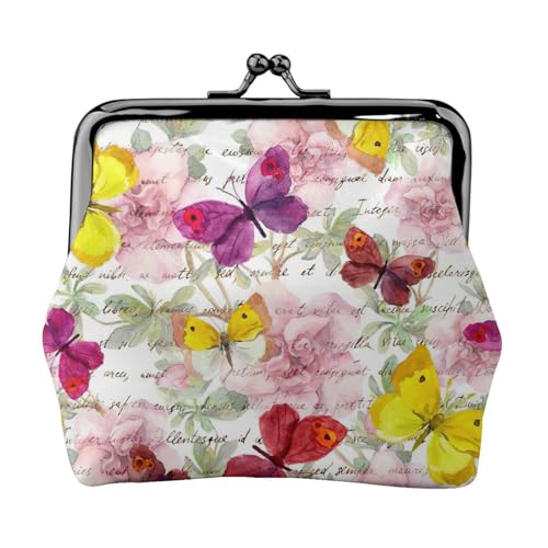 Schmetterling Druck Damen Mikrofaser Leder Kiss Lock Münzbörse Mini Geldbörse für Karten und Lippenstift von LJABCVNN