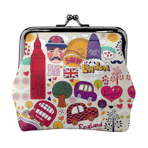 Schulzeitung in Englisch Druck Damen Mikrofaser Leder Kiss Lock Münzbörse Mini Geldbörse für Karten und Lippenstift von LJABCVNN