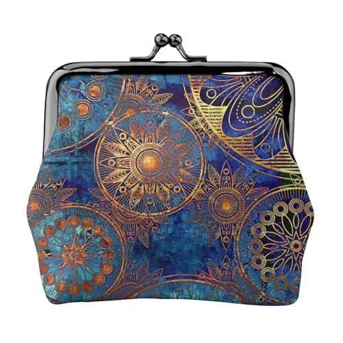 Starry Sky Mandala Print Damen Mikrofaser Leder Kiss Lock Coin Purse Mini Wallet für Karten und Lippenstift von LJABCVNN