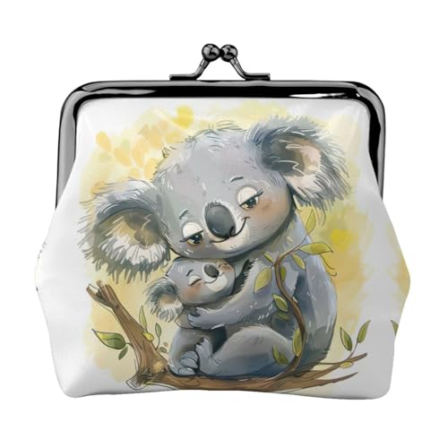 Süße Koala Mama und Baby Druck Damen Mikrofaser Leder Kiss Lock Münzgeldbörse Mini Geldbörse für Karten und Lippenstift von LJABCVNN