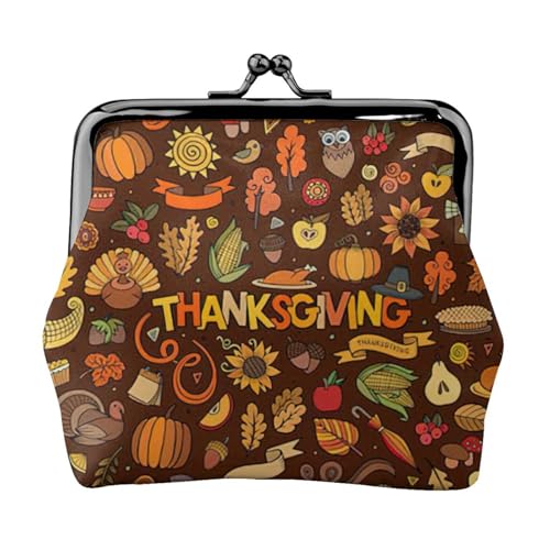 Thanksgiving Print Damen Mikrofaser Leder Kiss Lock Coin Purse Mini Wallet für Karten und Lippenstift von LJABCVNN