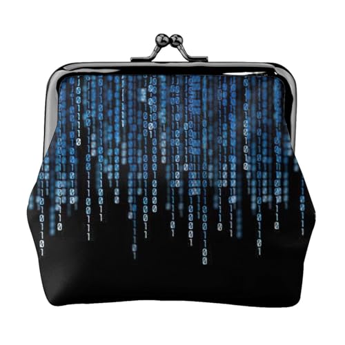 The Blue Binary Print Damen Mikrofaser Leder Kiss Lock Münzbörse Mini Geldbörse für Karten und Lippenstift von LJABCVNN