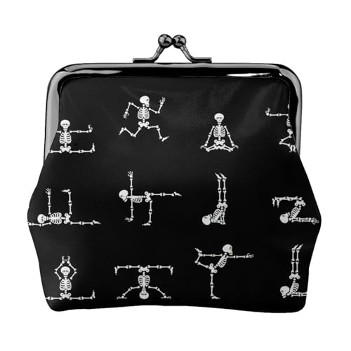 Totenkopf Yoga Print Damen Mikrofaser Leder Kiss Lock Münzgeldbörse Mini Geldbörse für Karten und Lippenstift von LJABCVNN