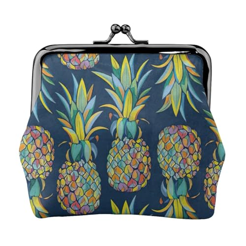 Tropical Fruit Ananas Print Damen Mikrofaser Leder Kiss Lock Münzgeldbörse Mini Geldbörse für Karten und Lippenstift von LJABCVNN