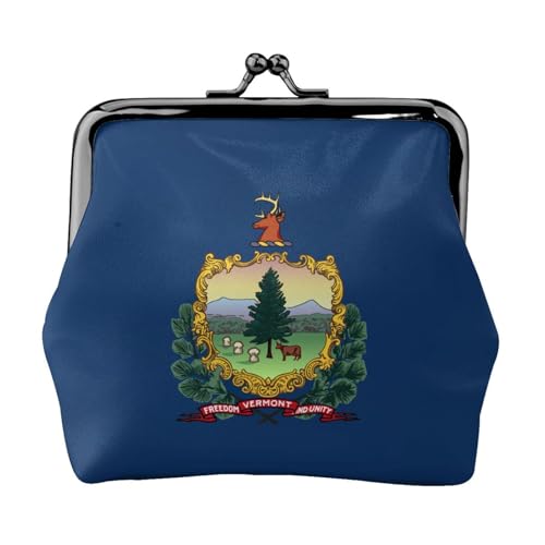 Vermont Staatsflagge Druck Damen Mikrofaser Leder Kiss Lock Münzbörse Mini Geldbörse für Karten und Lippenstift von LJABCVNN