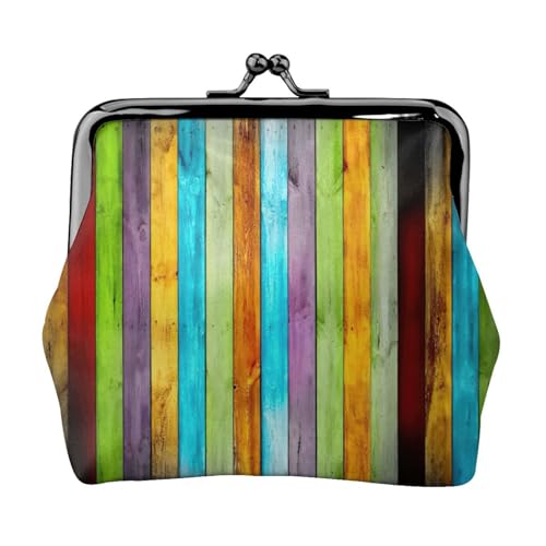 Vertikale Planken in Tischlerei Eichenholz Druck Damen Mikrofaser Leder Kiss Lock Münzbörse Mini Geldbörse für Karten und Lippenstift von LJABCVNN