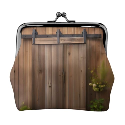 Vintage Door Print Damen Mikrofaser Leder Kiss Lock Coin Purse Mini Wallet für Karten und Lippenstift von LJABCVNN