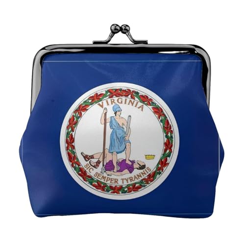 Virginia State Flag Print Damen Mikrofaser Leder Kiss Lock Coin Purse Mini Wallet für Karten und Lippenstift von LJABCVNN