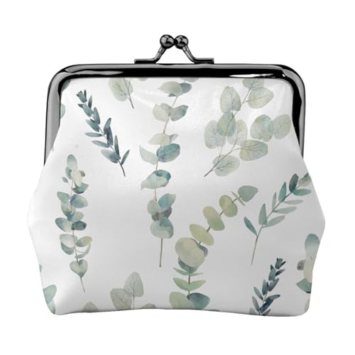 Weiße natürliche grüne Zweig-Druck Damen Mikrofaser Leder Kiss Lock Münzbörse Mini Geldbörse für Karten und Lippenstift von LJABCVNN