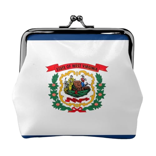 West Virginia State Flag Print Damen Mikrofaser Leder Kiss Lock Münzbörse Mini Geldbörse für Karten und Lippenstift von LJABCVNN
