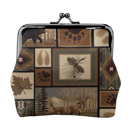 Wild Animals Retro Farmhouse Print Damen Mikrofaser Leder Kiss Lock Münzbörse Mini Geldbörse für Karten und Lippenstift von LJABCVNN