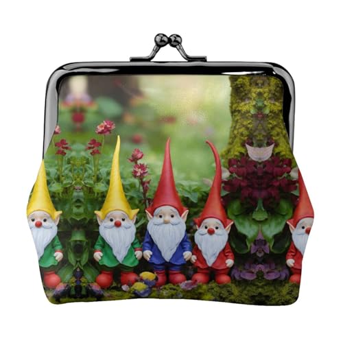Xmas Funny Gnomes Print Damen Mikrofaser Leder Kiss Lock Coin Purse Mini Wallet für Karten und Lippenstift von LJABCVNN