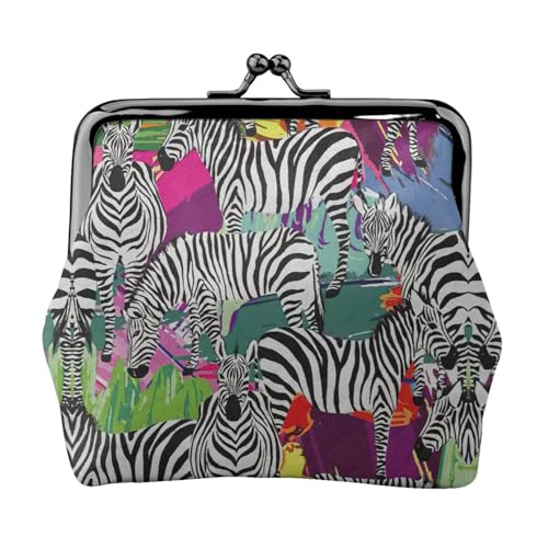 Zebramuster Damen Mikrofaser Leder Kiss Lock Münzbörse Mini Geldbörse für Karten und Lippenstift von LJABCVNN