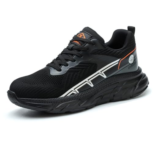Sicherheitssneaker, Modische Atmungsaktive Sneaker Mit Stahlkappe – Leichte Sicherheitsschuhe, Bruchsichere, Durchstichsichere Und rutschfeste Arbeitsschuhe,Orange,45 von LJCCHM