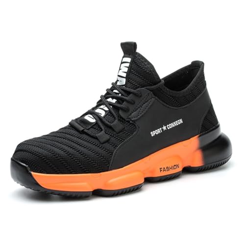 Sicherheitssneaker Für Herren, Leichte Sneaker Mit Stahlkappe, Atmungsaktiv, rutschfest, Bruchsicher, Leichte, Durchstichsichere Arbeitsschuhe,Orange,44 Sicherheitssneaker Für Herren, Leichte Sneaker Mit Stahlkappe, Atmungsaktiv, rutschfest, Bruchsicher, Leichte, Durchstichsichere Arbeitsschuhe,Orange,44 von LJCCHM