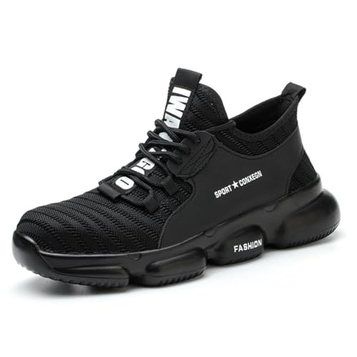 Sicherheitssneaker Für Herren, Leichte Sneaker Mit Stahlkappe, Atmungsaktiv, rutschfest, Bruchsicher, Leichte, Durchstichsichere Arbeitsschuhe,Schwarz,41 Sicherheitssneaker Für Herren, Leichte Sneaker Mit Stahlkappe, Atmungsaktiv, rutschfest, Bruchsicher, Leichte, Durchstichsichere Arbeitsschuhe,Schwarz,41 von LJCCHM
