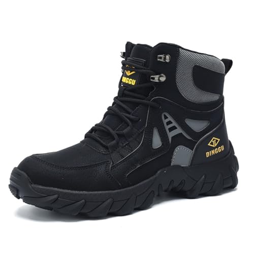 Sicherheitstrainer-Stiefel Mit Stahlkappe Für Männer Und Frauen, Leichte, Atmungsaktive Sicherheitsschuhe, Bruchsichere, Durchstichsichere, rutschfeste Arbeitsschuhe,Schwarz,45 von LJCCHM