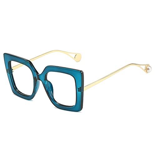 LJCZKA Blaulichtfilter Brille Damen Quadratisch, Blaulicht Brille Vintage Brille Ohne Stärke Damen Groß Katzenaugen Blaue Licht Blockieren Brille für PC, TV and Handy von LJCZKA