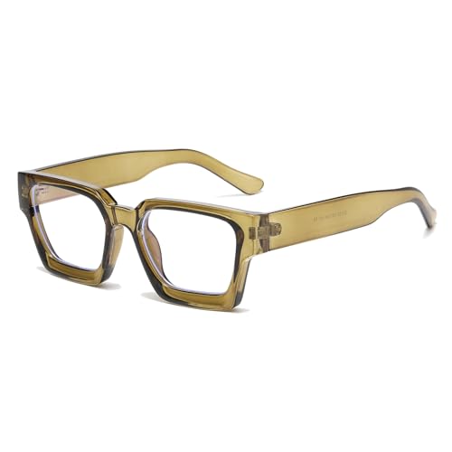 LJCZKA Blaulichtfilter Brille Quadratisch Damen Herren, Eckig Computerbrille Blaulichtfilter Dicker Rahmen Anti-Müdigkeit für PC, TV und Handy von LJCZKA