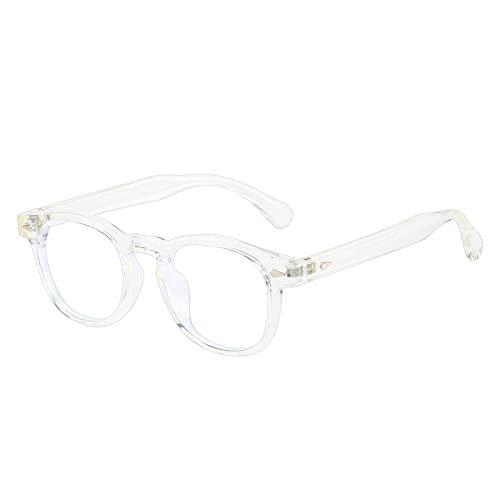 LJCZKA Blaulichtfilter Brille Rund Damen Herren - Kleine Runde Brille Ohne Stärke Retro Anti Blaulicht Brille Rund Computerbrille Nerdbrille Dekobrille von LJCZKA