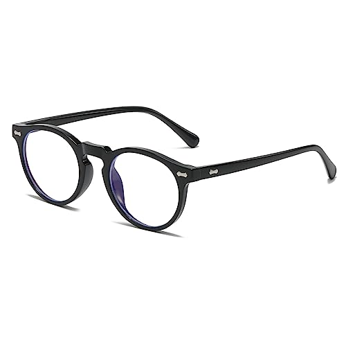 LJCZKA Blaulichtfilter Brille Rund Herren Damen, Runde Brille Ohne Stärke Retro Anti Blaulicht Brille Rund Computerbrille von LJCZKA