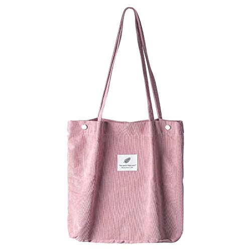 LJCZKA Groß Cord Umhängetasche Damen - Tote Bag mit Innentaschen Ultraleicht Umhängetasch Schultertasche für Alltag, Schulausflug und Einkauf von LJCZKA