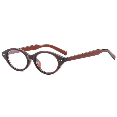 LJCZKA Katzenauge Blaulichtfilter Brille Damen, Kleine Cateye Brille Ovale Blaulichtfilter Brille Anti-Müdigkeit für Handy, Lessen, Computer und TV (Dunkel Braun Klar) von LJCZKA