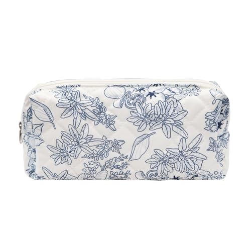 LJCZKA Federmäppchen Blumen Aesthetic für Mädchen Frauen, Klein Kosmetiktasche Gesteppt Blumen für Schule College Reisen von LJCZKA