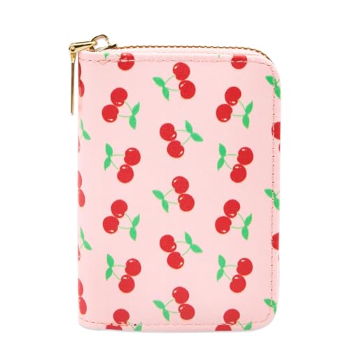 LJCZKA Kreditkartenetui Blumen Damen, Kartenhalter Portemonnaie PU Leder Klein mit Reißverschluss, 9 Kartenfächer und 2 Geld Münzfach Fächer von LJCZKA
