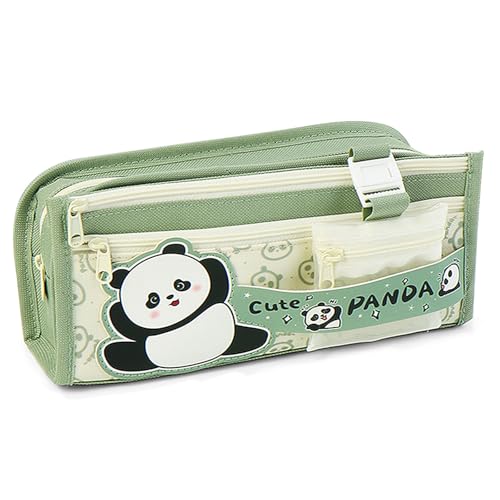 LJCZKA Panda Federmäppchen für Mädchen Jungen Kawaii Federtasche Große Kapazität mit Reißverschluss für Büro Hochschule Schule von LJCZKA