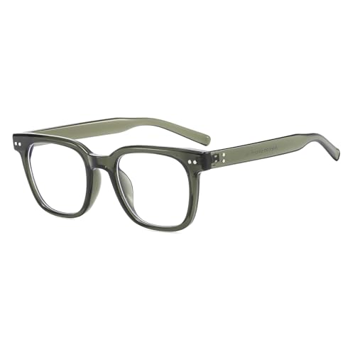 LJCZKA Quadratisch Blaulichtfilter Brille Ohne Stärke für Damen Herren, Eckig Rahmen Blaulichtbrille Computerbrille Anti Müdigkeit Für Gaming Handy (Grün) von LJCZKA