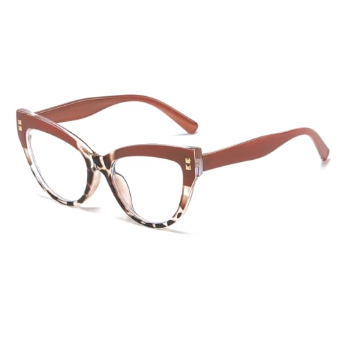 LJCZKA Retro Blaulichtfilter Brille Katzenaugen Damen，Vintage Moda Ohne Sehstärke Damen Groß Pc Gaming von LJCZKA