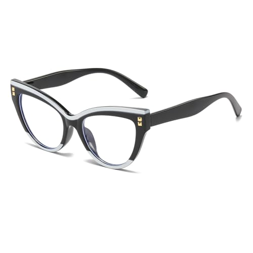 LJCZKA Retro Blaulichtfilter Brille Katzenaugen Damen，Vintage Moda Ohne Sehstärke Damen Groß Pc Gaming von LJCZKA