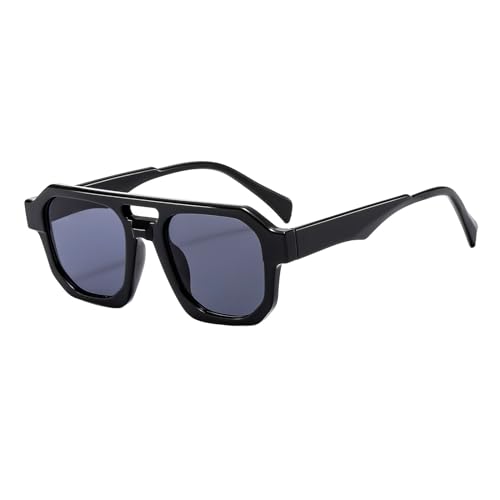 LJCZKA Retro Doppelsteg Sonnenbrille für Damen Herren, Klassisch 70er Sonnenbrille Pilotenbrille mit UV400 Schutz von LJCZKA