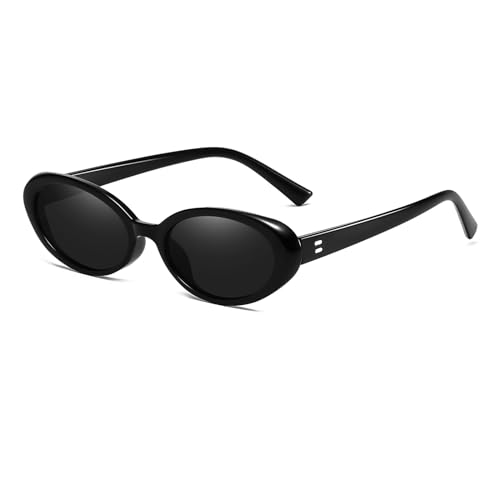 LJCZKA Retro Ovale Sonnenbrille Damen Herren 90er Vintage Stilvolle Kleine Schmal Oval Sonnenbrille UV400 von LJCZKA