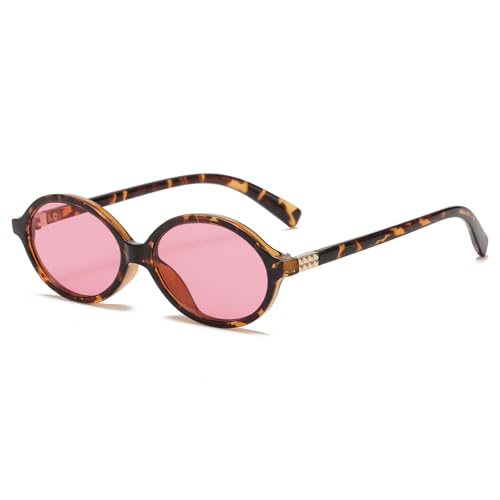LJCZKA Retro Ovale Sonnenbrille Unisex Klassische Mode 90er Runde Ovale Kleine Sonnenbrille mit UV400 Schutz von LJCZKA
