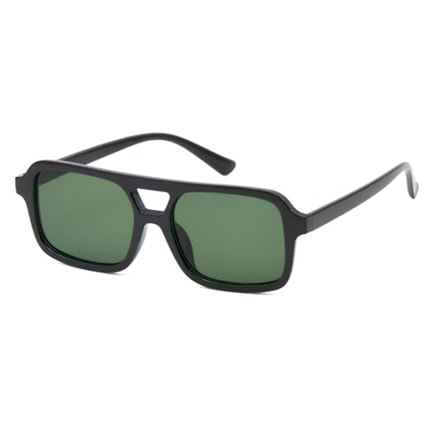 LJCZKA Retro Sonnenbrille Pilotenbrille für Herren Damen,Klassisch 70er Flach Quadratische Doppelsteg Sonnenbrille mit UV400 Schutz von LJCZKA
