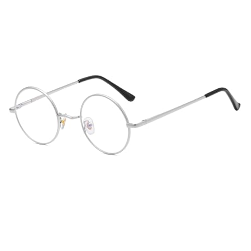 LJCZKA Runde Blaulichtfilter Brille Damen Herren, Runde Brille Ohne Stärke Metallgestell für PC, Handy, Fernseher, Anti Müdigkeit von LJCZKA