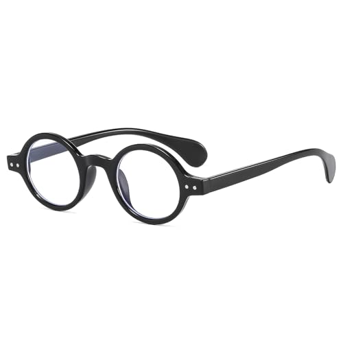 LJCZKA Runde Blaulichtfilter Brille Klein Damen Herren Retro Runde Computer Brille Ohne Stärke Anti-Müdigkeit für PC, TV und Handy von LJCZKA